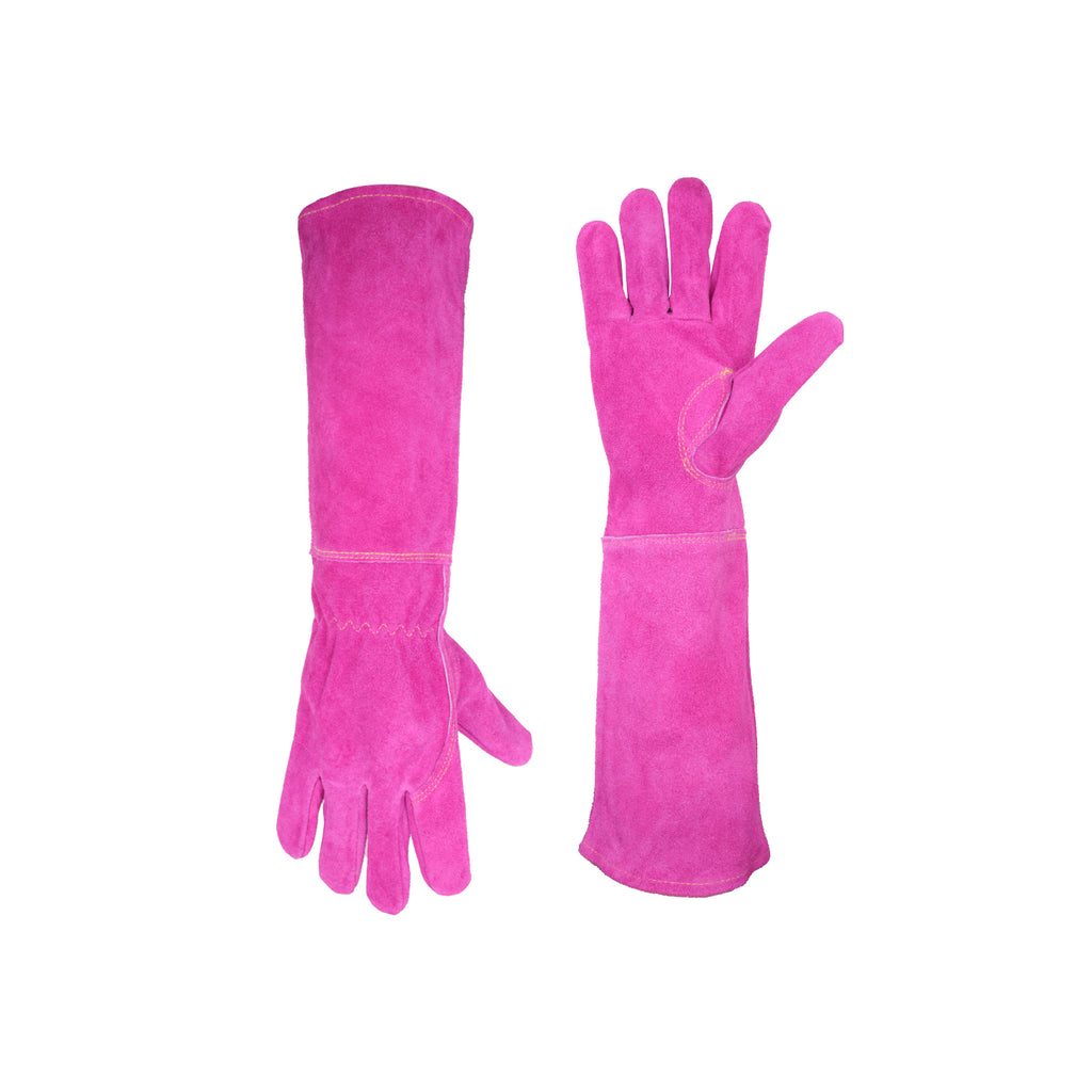 Handlandy Gants de jardinage en cuir pour femme avec manchette longue