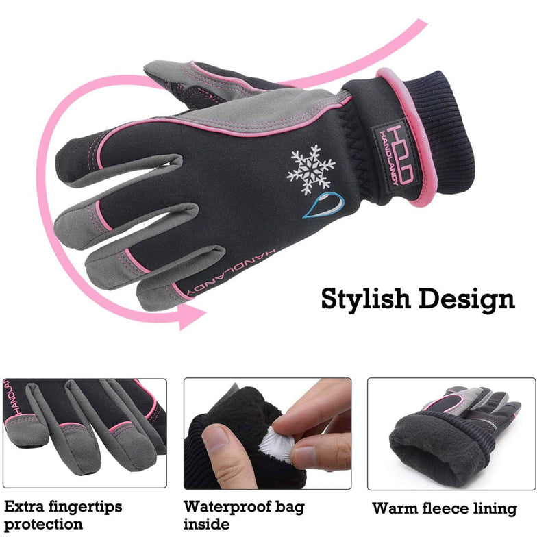 Handlandy Women Winter Warm Gloves Waterproof Ski Snowboard 8015P