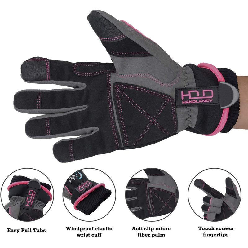 Handlandy Women Winter Warm Gloves Waterproof Ski Snowboard 8015P