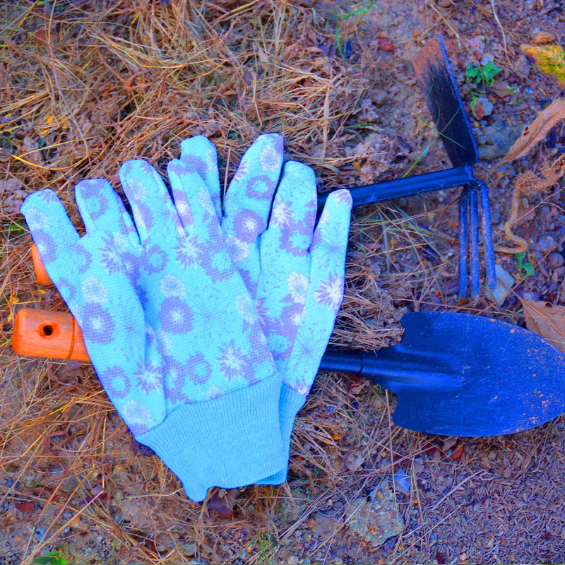 Handlandy 4/6 paires de gants de jardinage pour femmes en jersey de coton PVC Floral Yard 5092
