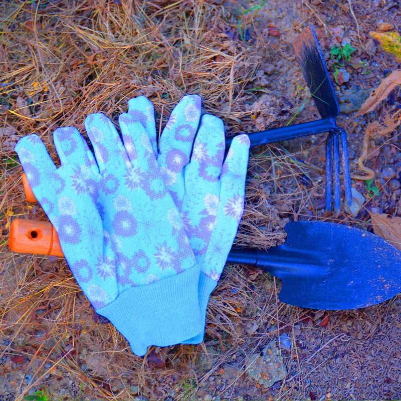 dinosaur gardening gloves Handlandy Women Gardening Gloves Cotton Jersey PVC Floral Yard 5092(12/24 Pairs)
