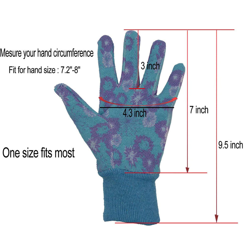 Handlandy 4/6 paires de gants de jardinage pour femmes en jersey de coton PVC Floral Yard 5092