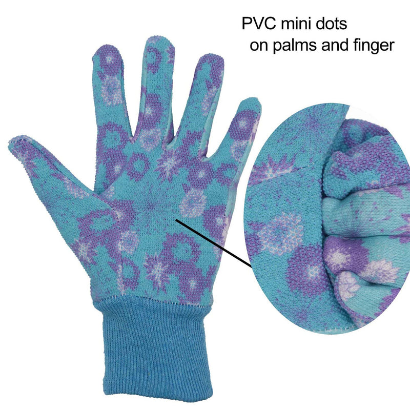 Handlandy 4/6 Pairs Women Gardening Gloves Cotton Jersey PVC Floral Yard 5092