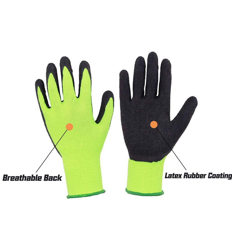 Handlandy Garden Gloves for Kids Rubber Coated Palm 50978