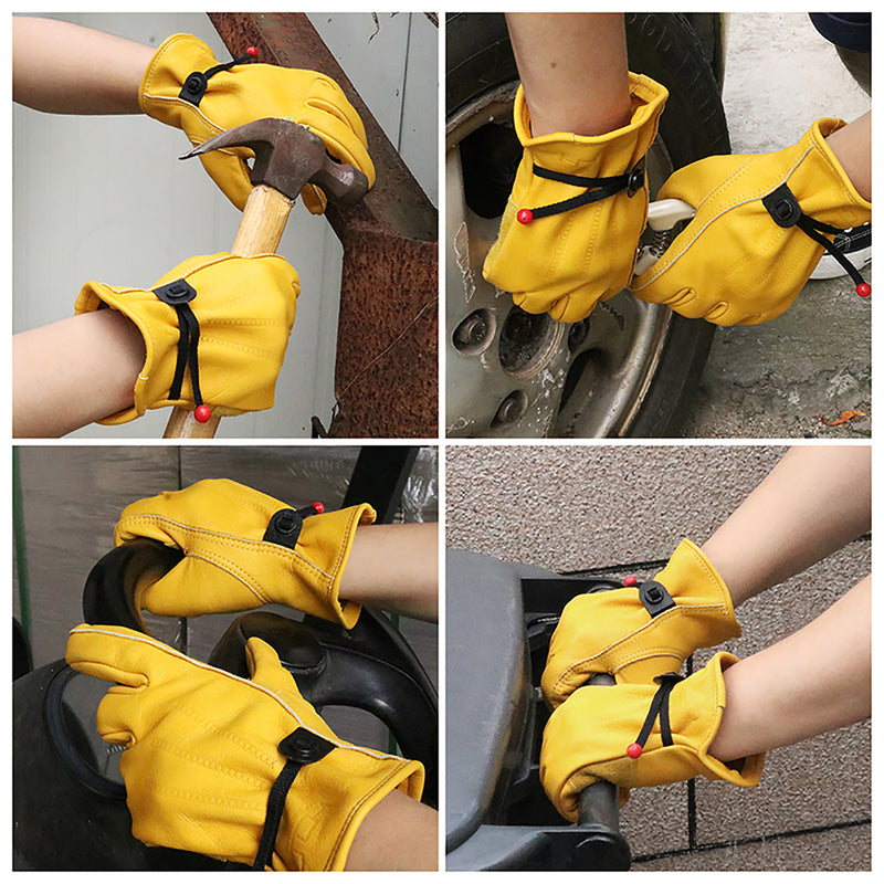 Handlandy Men Work Gloves Full Grain Cowhide Leather Comfortable 1211