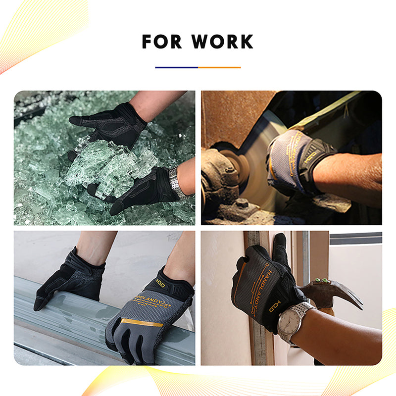 Handlandy Mens Work Gloves Bulk,Pack of 12 Pairs Cut Resistant Level 5  Mechanics Gloves,Tear & Abrasion Resistant Gloves 6077