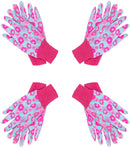 Handlandy Women Garden Gloves Jersey PVC Dots Soft Floral Yard 5092OGP（12/24 pairs）