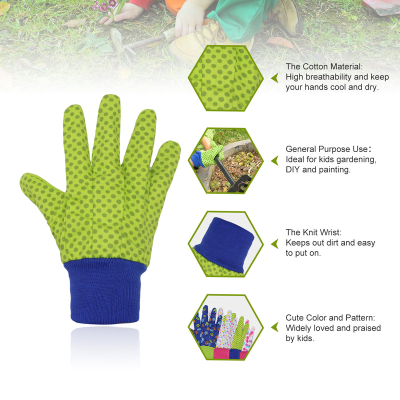 Handandy 3 Paar Gartenhandschuhe für Kinder, Baumwolle, Punkt 5095