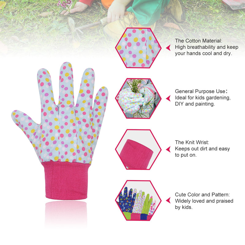 Handlandy Wholesale Kids Working Garden Gloves Knitted Wrist Breathability 5093949596 (12 Pairs)