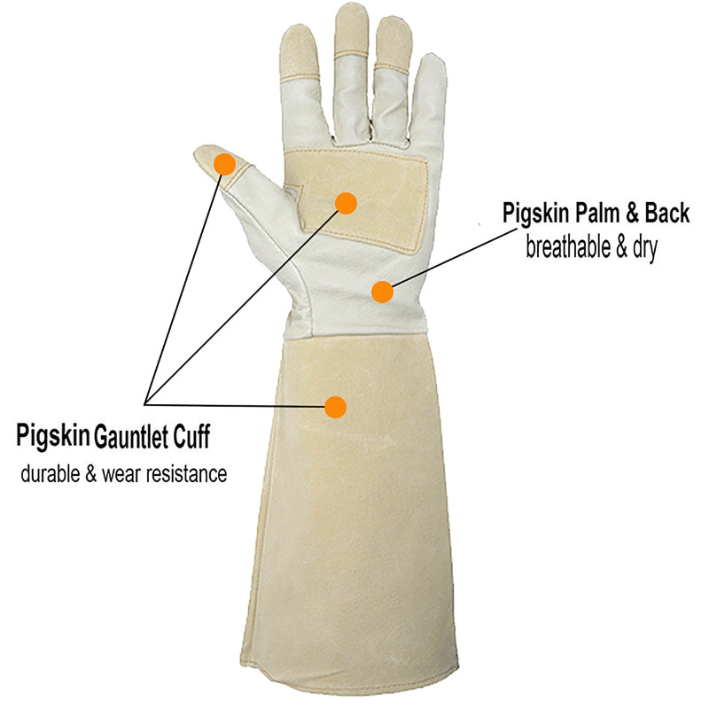 Handlandy Men Women Gardening Gloves Breath Pigskin Leather Long 5067（5/7/9 Pairs）