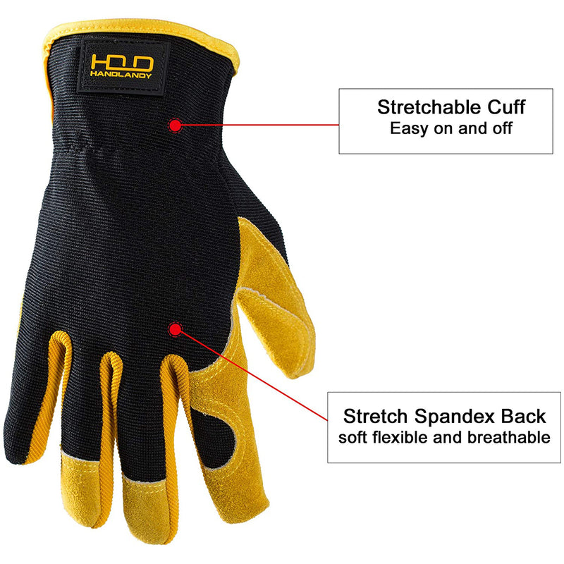 KLDOLLAR Men Leather Work Gloves Gardening Gloves, Working Gloves for Home  Improvement, Yard Work & Warehouse, Flexible Breathable Work Gloves