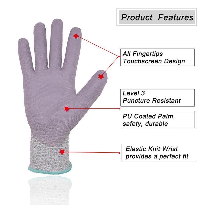 Handlandy Work Gardening Glove PU Coated Cut Resistant 1083
