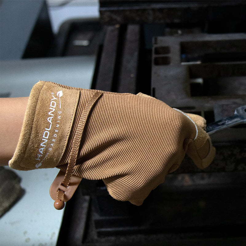 Handlandy Women Gardening Gloves Heavy Duty Leather Yard Work 6167