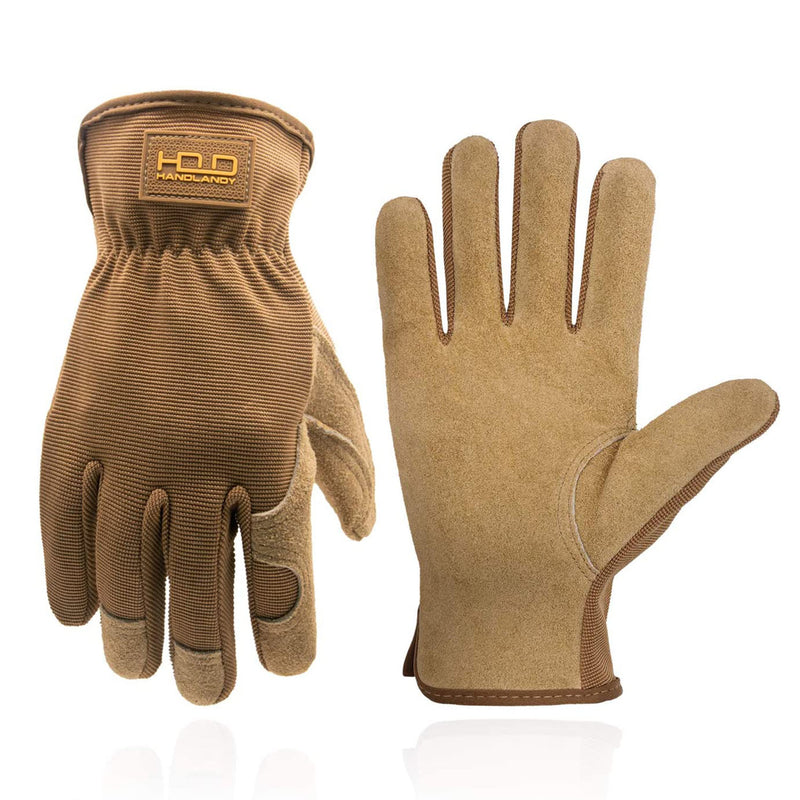 Gants de jardinage en cuir Handlandy en cuir de vache fendu pour conducteur homme 6165