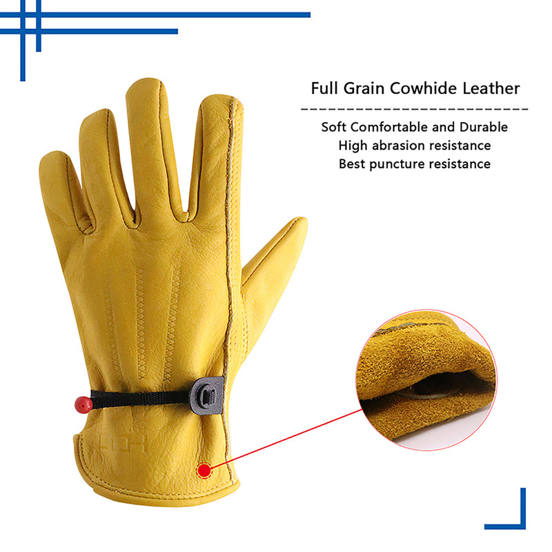 Handlandy Wholesale Men Work Gloves for Driver Genuine Grain Cowhide 1211