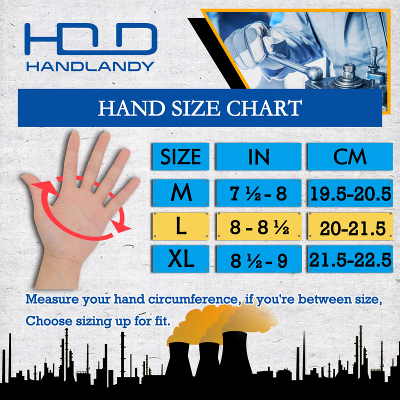 HANDLANDY Impact Reducing Work Gloves, Heavy Duty Work Gloves with Grip,  Touchscreen Breathable Safety Mechanics Gloves