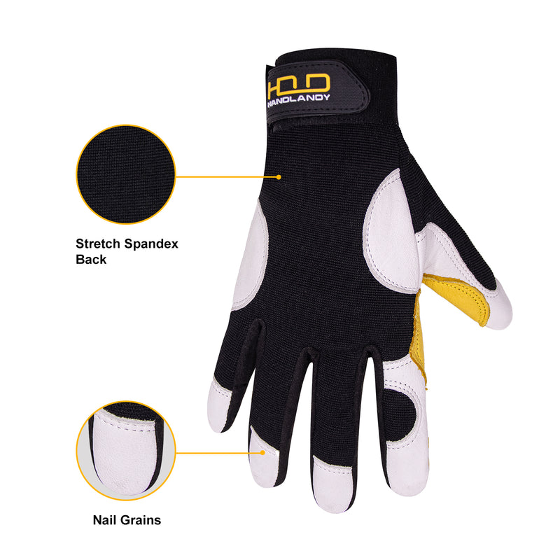 expert gardener goatskin gloves Handlandy Goatskin Leather Gloves Work Yard Garden 6071