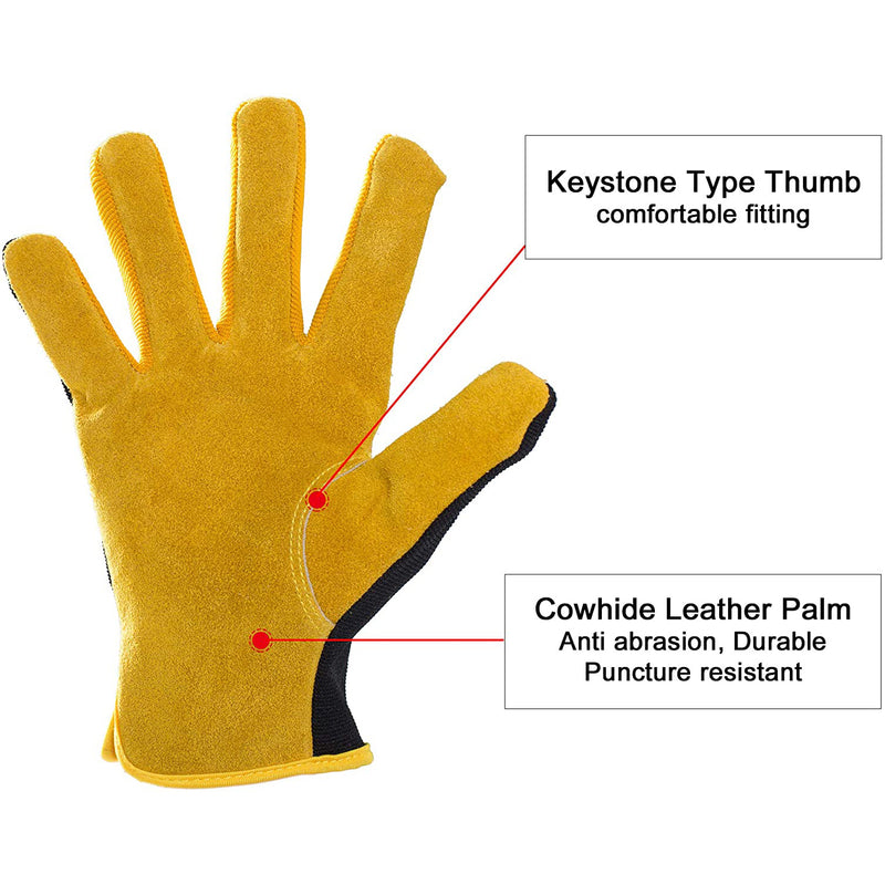 HANDLANDY Guantes de jardinería de cuero para hombre, guantes de trabajo  utilitarios para mecánicos, construcción, conductor, destreza diseño