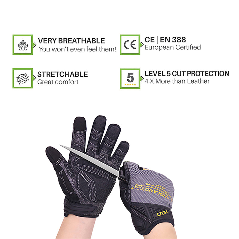 Handlandy Wholesale Mens work Mechanics Gloves Abrasion Resistant Safety 6077