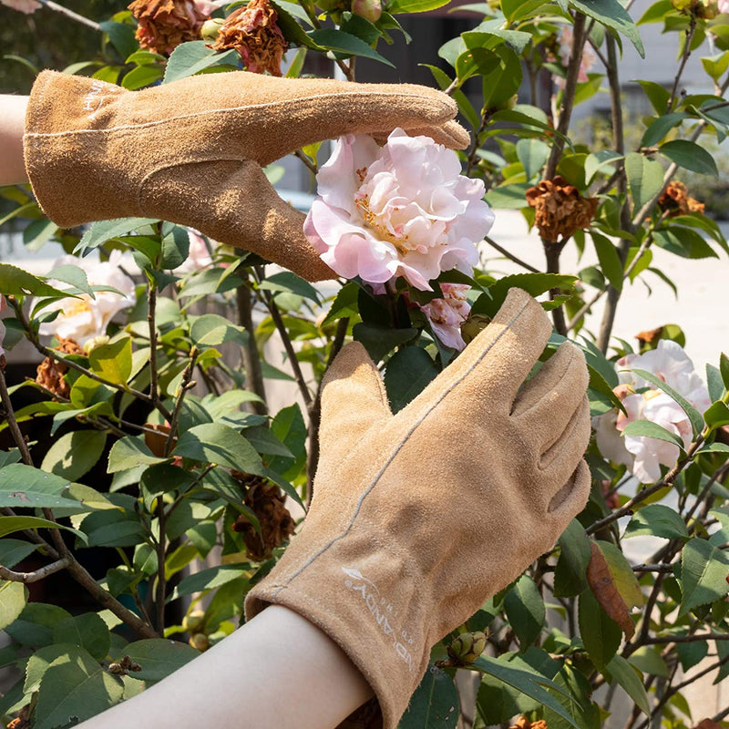 Gants de jardinage pour enfants Handlandy en cuir de vache véritable 5157