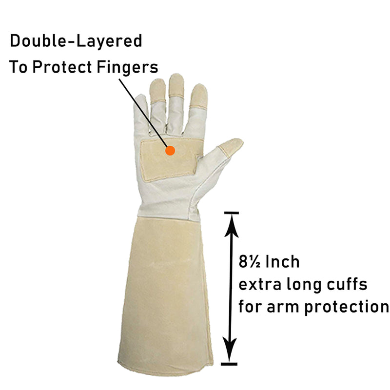 Handlandy Wholesale Women Gardening Gloves Pigskin Leather Long Gauntlet 1601