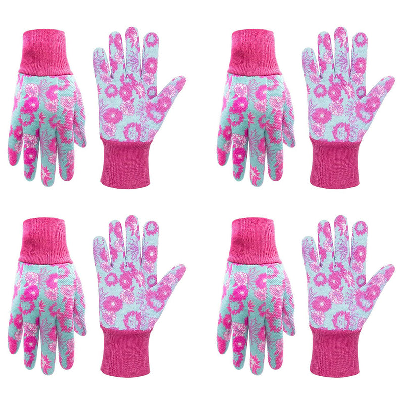 Handandy 4/6 Paar Damen Gartenhandschuhe Jersey PVC Dots Soft Floral Yard 5092OGP