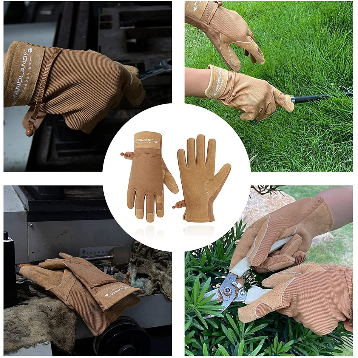 handlandy gardening gloves Handlandy Women Gardening Gloves Heavy Duty Leather Yard Work 6167