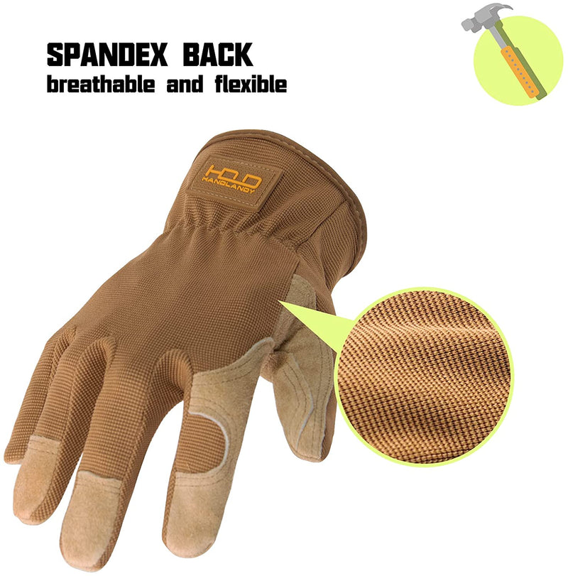 Handlandy Cowhide Leather Gloves Gardening  Construction Driver 5964