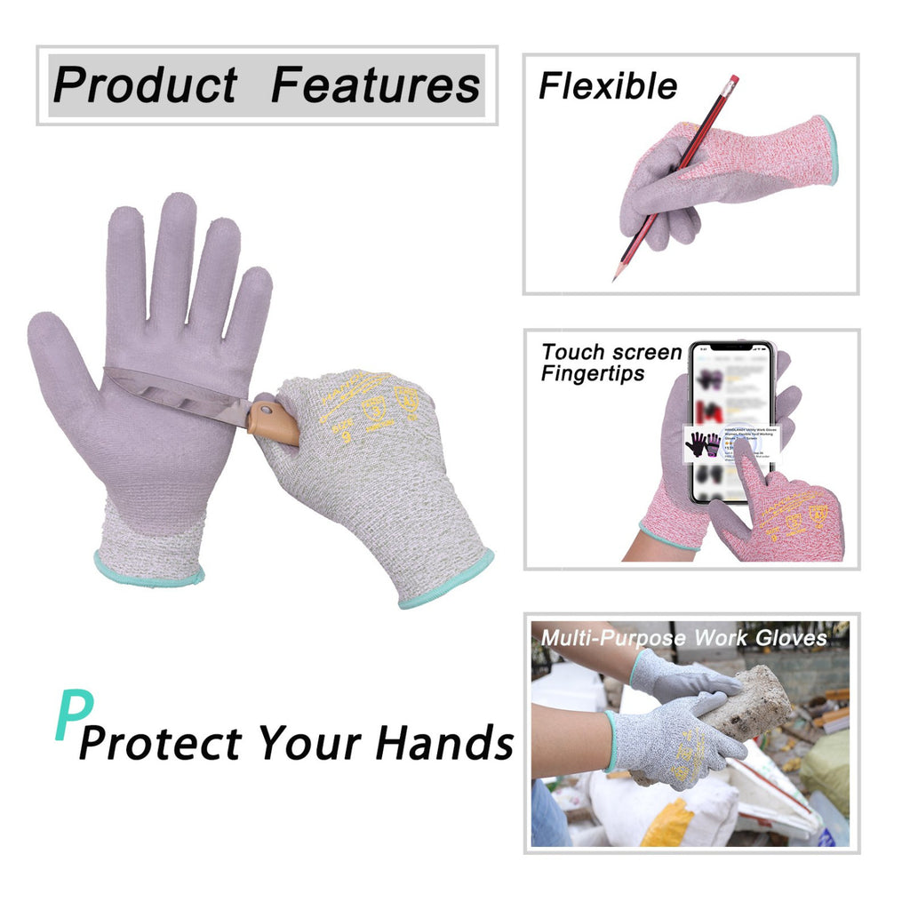 Handlandy Wholesale Men Women Work Gloves PU Coated Cut Resistant 1083