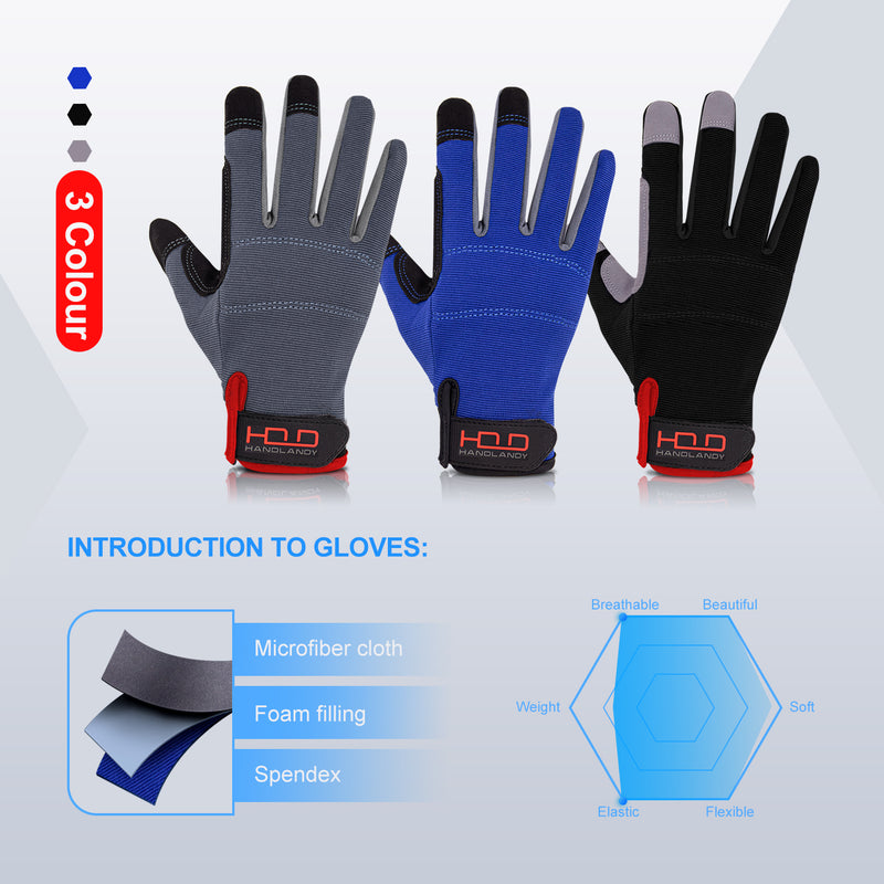 Handlandy Wholesale Mens Work Gloves Synthetic Leather Utility Light Duty 5972BLBK