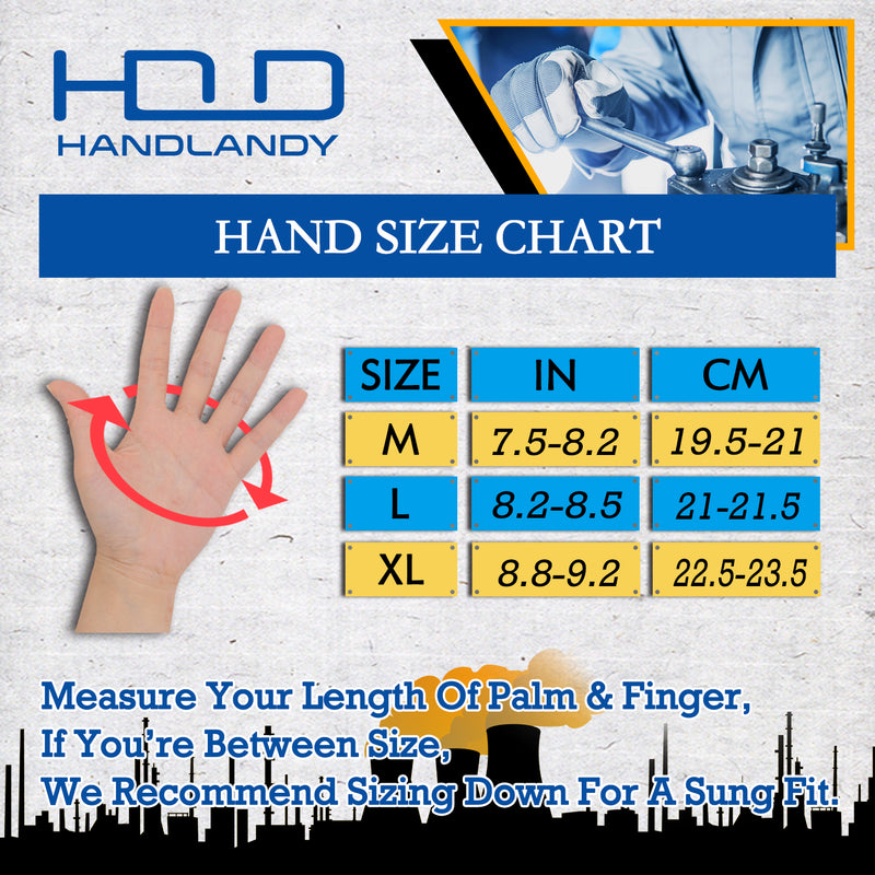Handlandy Mens Work Gloves Anti Vibration Synthetic Leather Palm 5972